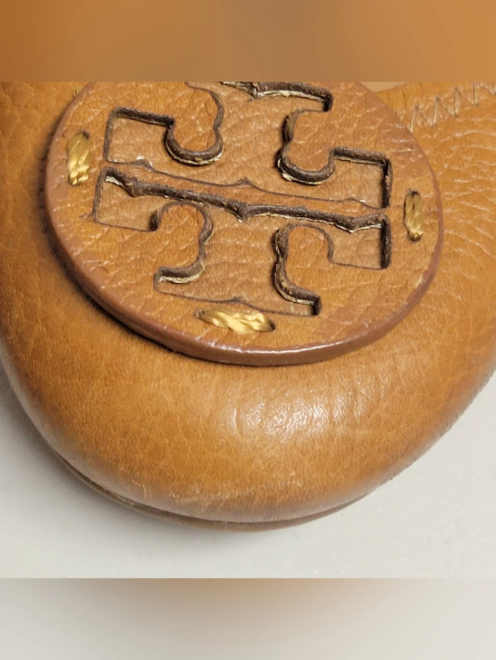 Tory Burch Reva Royal Tan Logo Ballet Flats Size 7M. - Picture 9 of 12